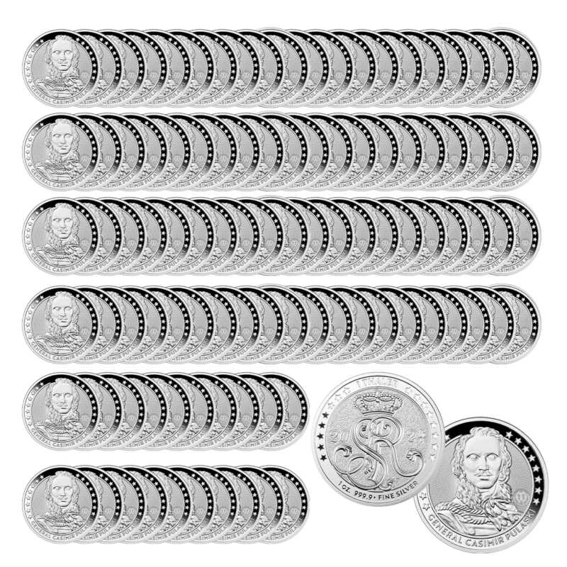 Zestaw 100 x Kazimierz Pułaski – Talar 1 oz (Rocznik 2026)